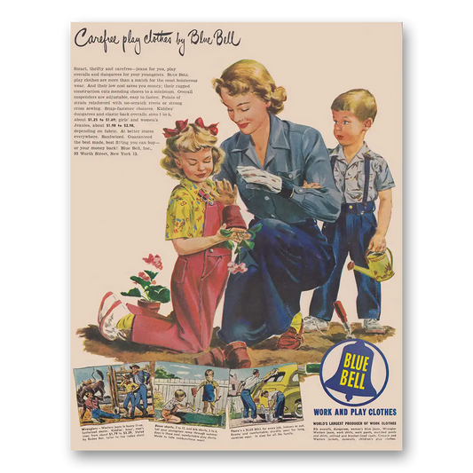 1949 Blue Bell Clothes Carefree Play Clothes Vintage Magazine Print Ad