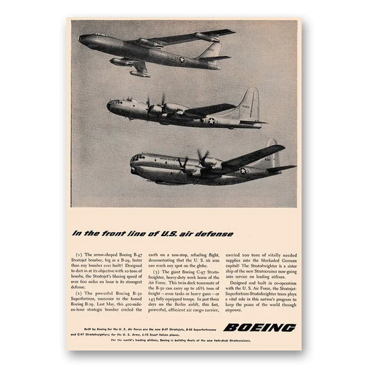 1949 Boeing Stratojet Front Line of US Air Defense Vintage Magazine Print Ad