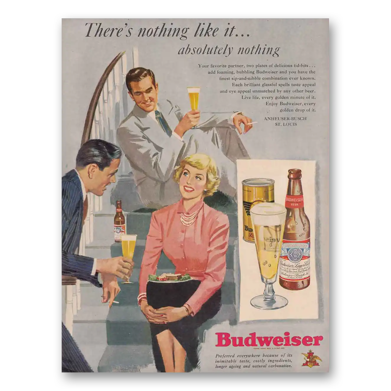 1949 Budweiser Beer Theres Nothing Like It2 Vintage Magazine Print Ad