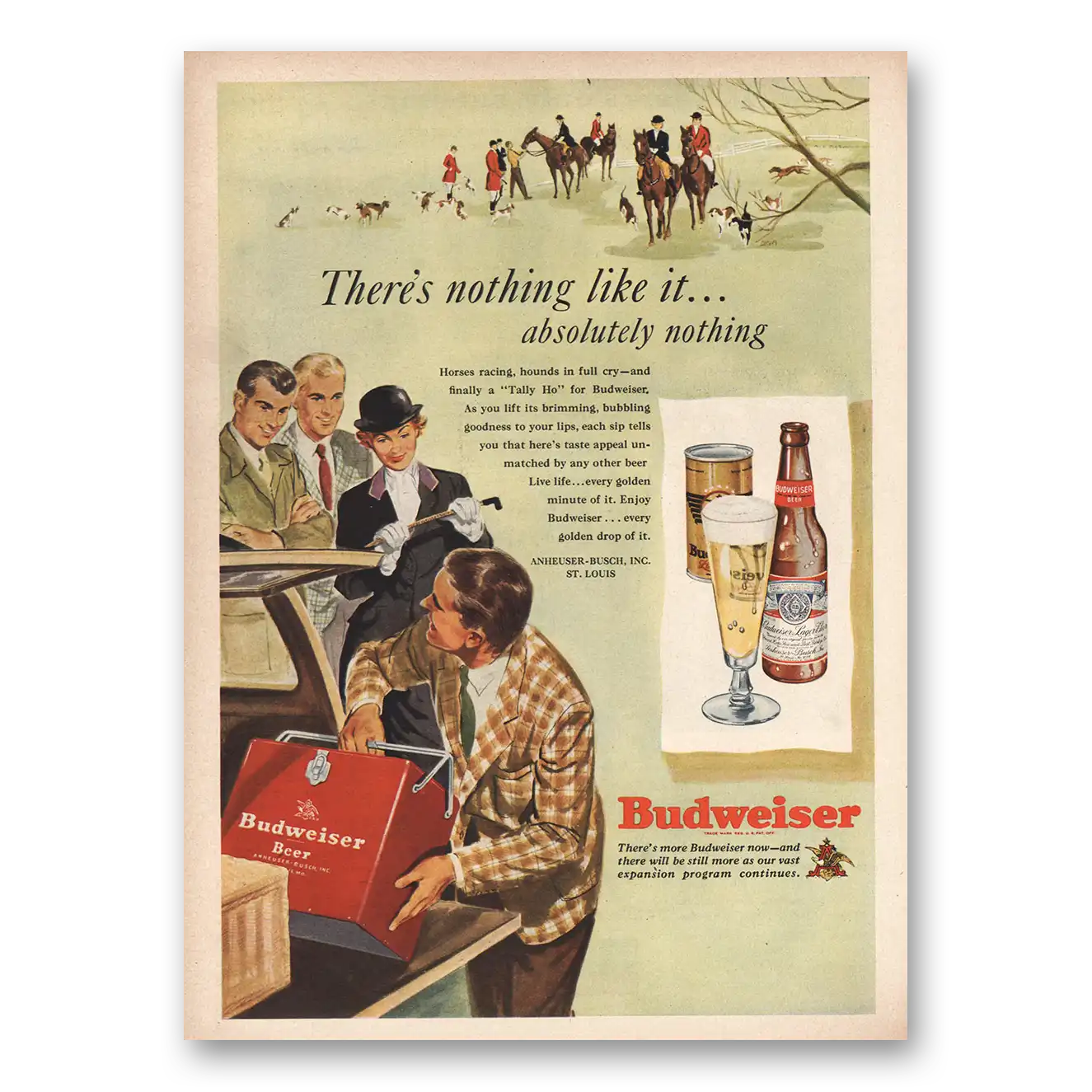 1949 Budweiser Beer Nothing Like It Absolutely Nothing Vintage Magazine Print Ad