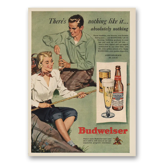 1949 Budweiser Beer Warm Sunshine Cool Breezes Vintage Magazine Print Ad