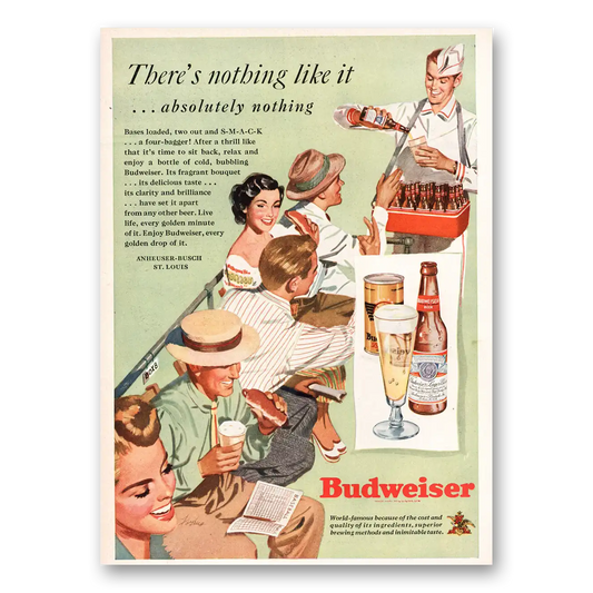 1944 Budweiser Beer Theres Nothing Like It Vintage Magazine Print Ad