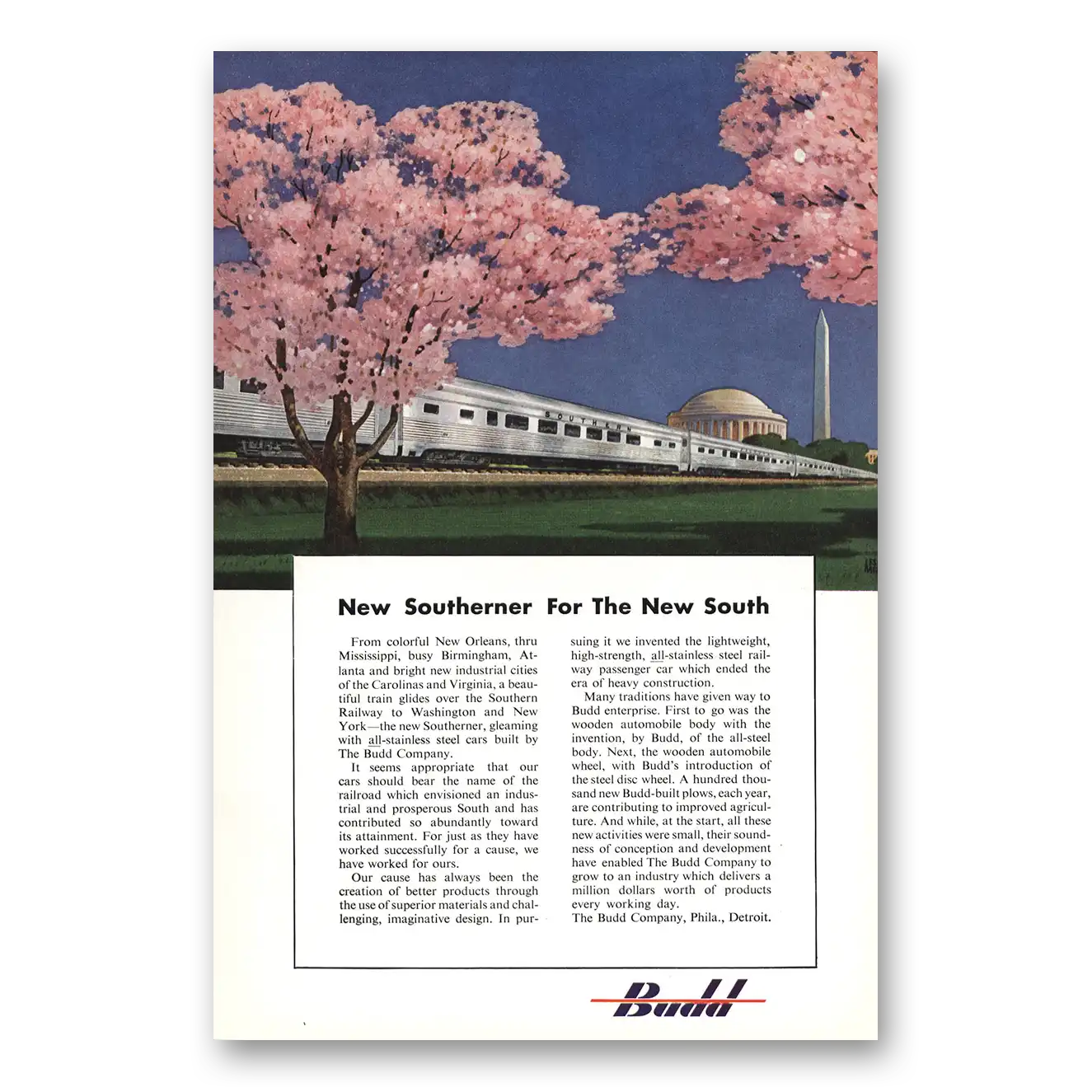 1949 Budd Southerner for the New South Vintage Magazine Print Ad