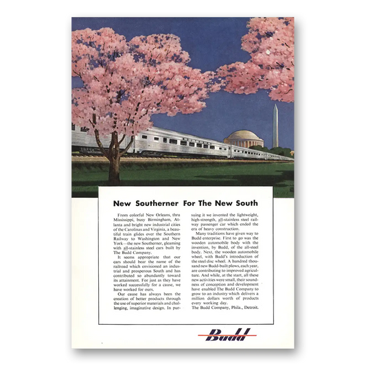 1949 Budd Southerner for the New South Vintage Magazine Print Ad