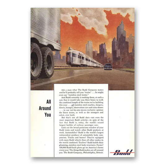 1949 Budd Stainless Steel Trains Vintage Magazine Print Ad