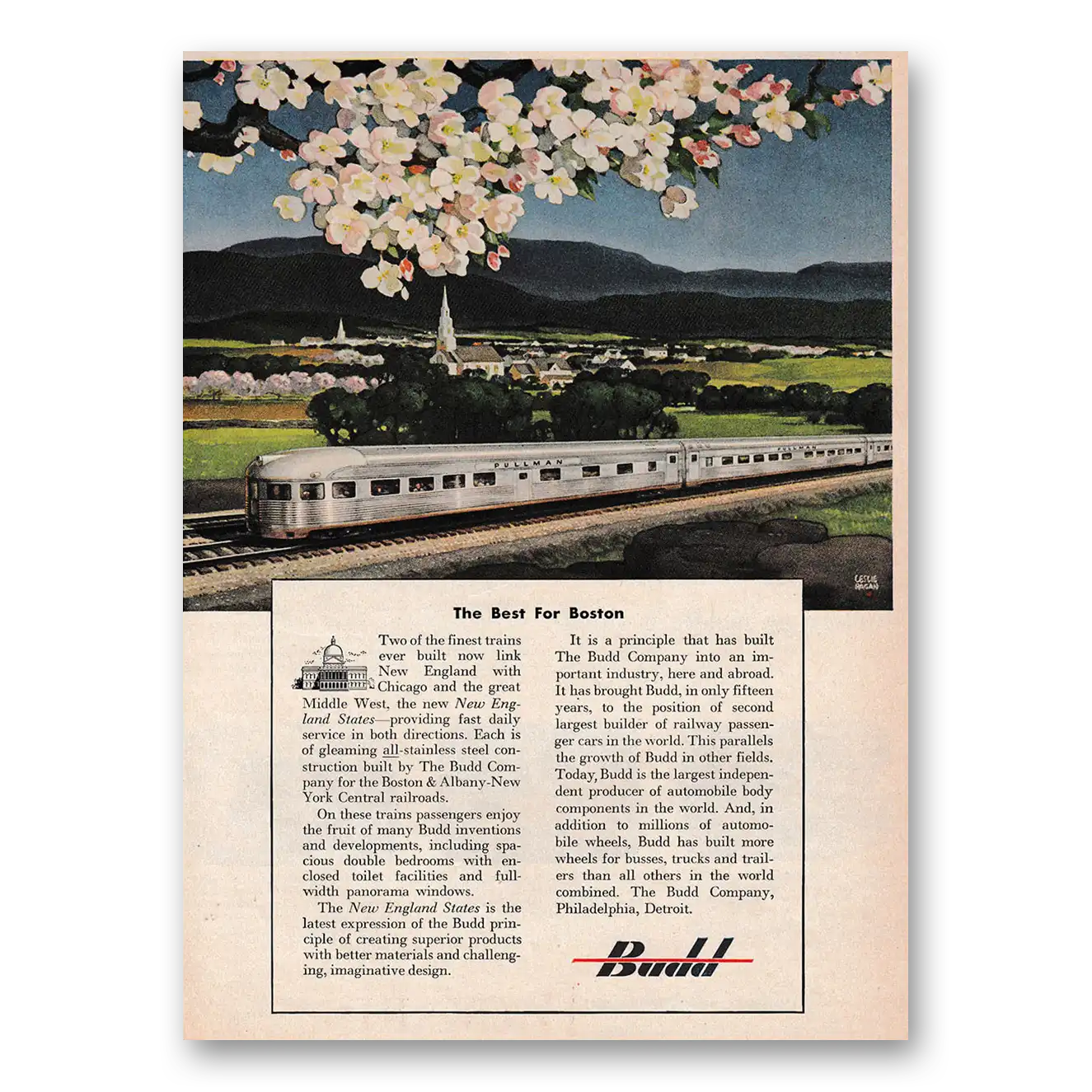 1949 Budd Best for Boston Vintage Magazine Print Ad