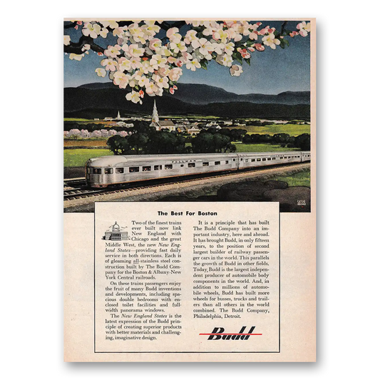 1949 Budd Best for Boston Vintage Magazine Print Ad