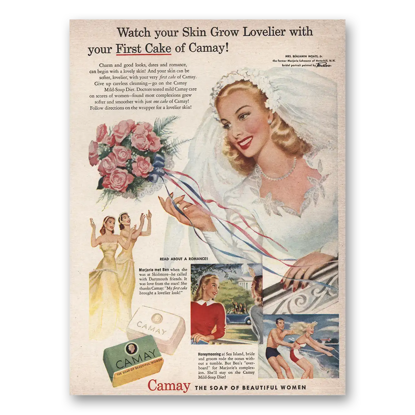 1949 Camay Soap First Cake of Camay Bride Vintage Magazine Print Ad