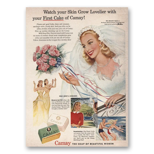 1949 Camay Soap First Cake of Camay Bride Vintage Magazine Print Ad