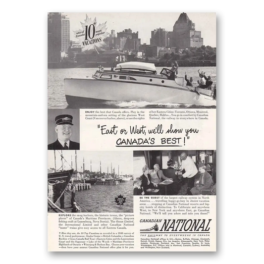 1949 Canadian National Railways Vancouver Harbor Vintage Magazine Print Ad