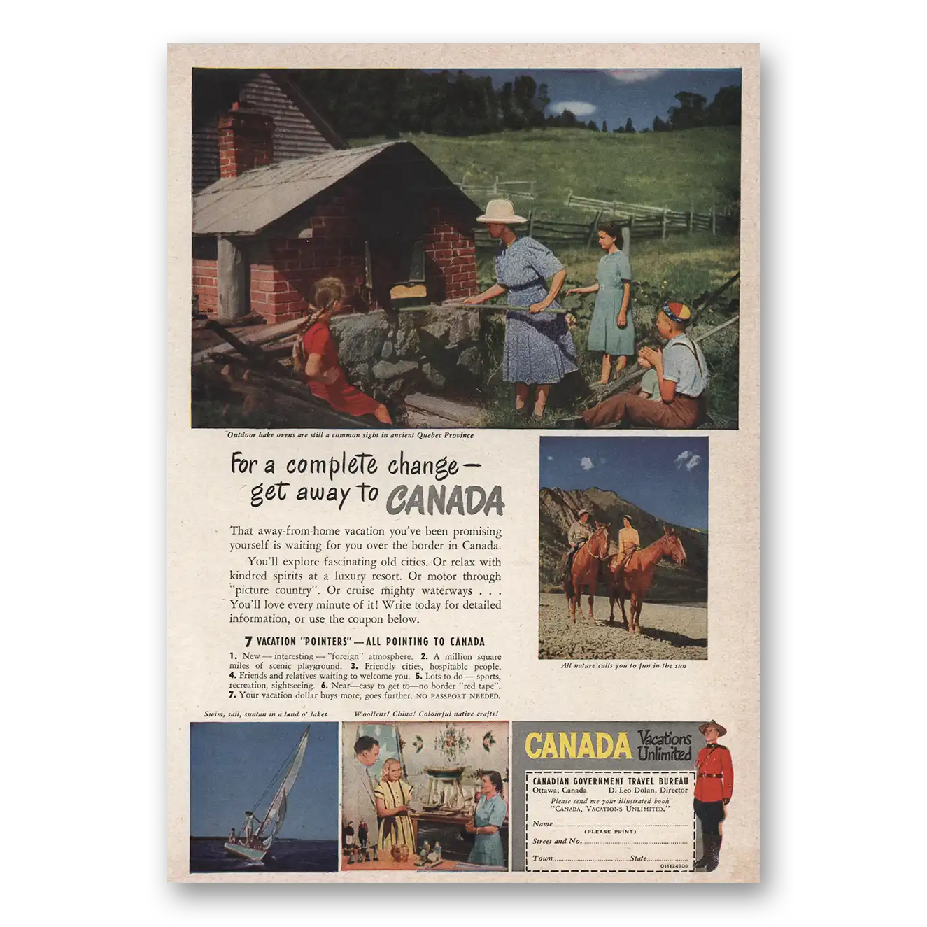 1949 Canada Outdoor Bake Ovens Quebec Vintage Magazine Print Ad