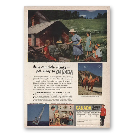 1949 Canada Outdoor Bake Ovens Quebec Vintage Magazine Print Ad