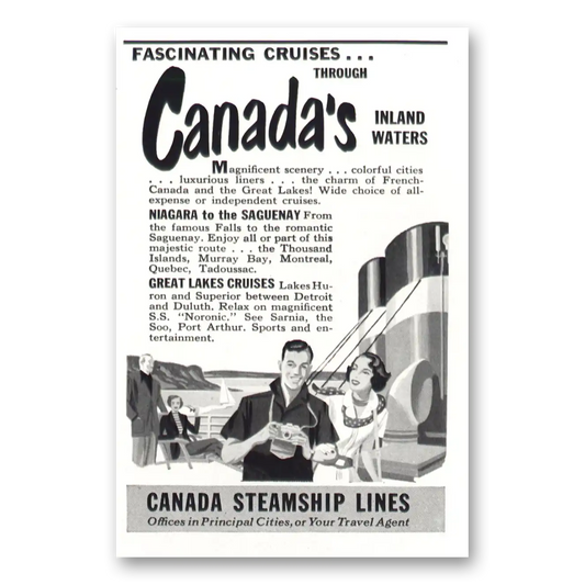 1949 Canada Steamship Lines Inland Waters Vintage Magazine Print Ad