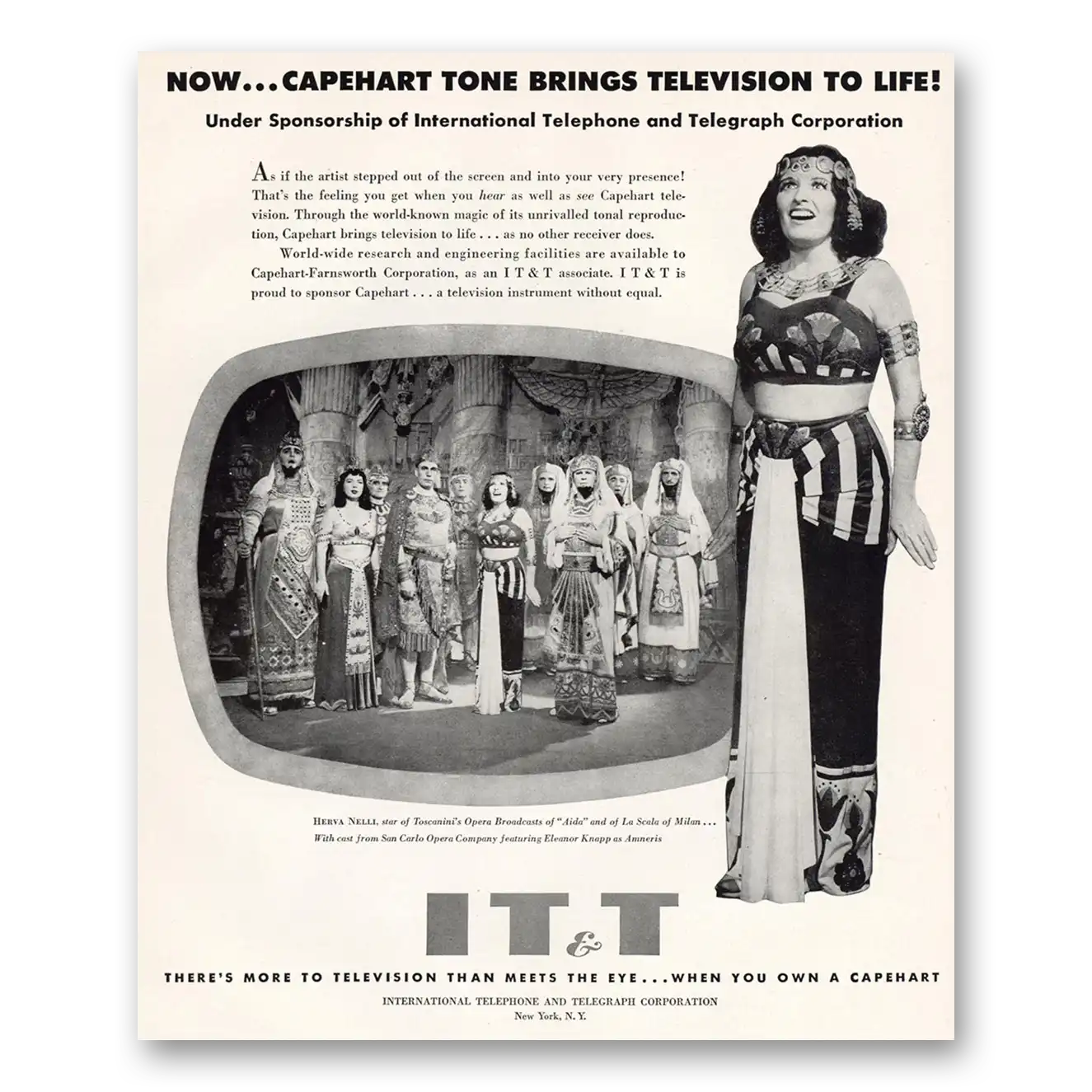 1949 Capehart Television Herva Nelli Aida La Scala of Milan Vintage Magazine Print Ad