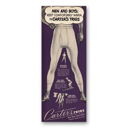 1949 Carters Trigs Men and Boys Vintage Magazine Print Ad