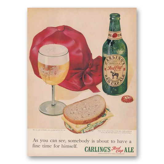 1949 Carlings Red Cap Ale As You Can See Vintage Magazine Print Ad