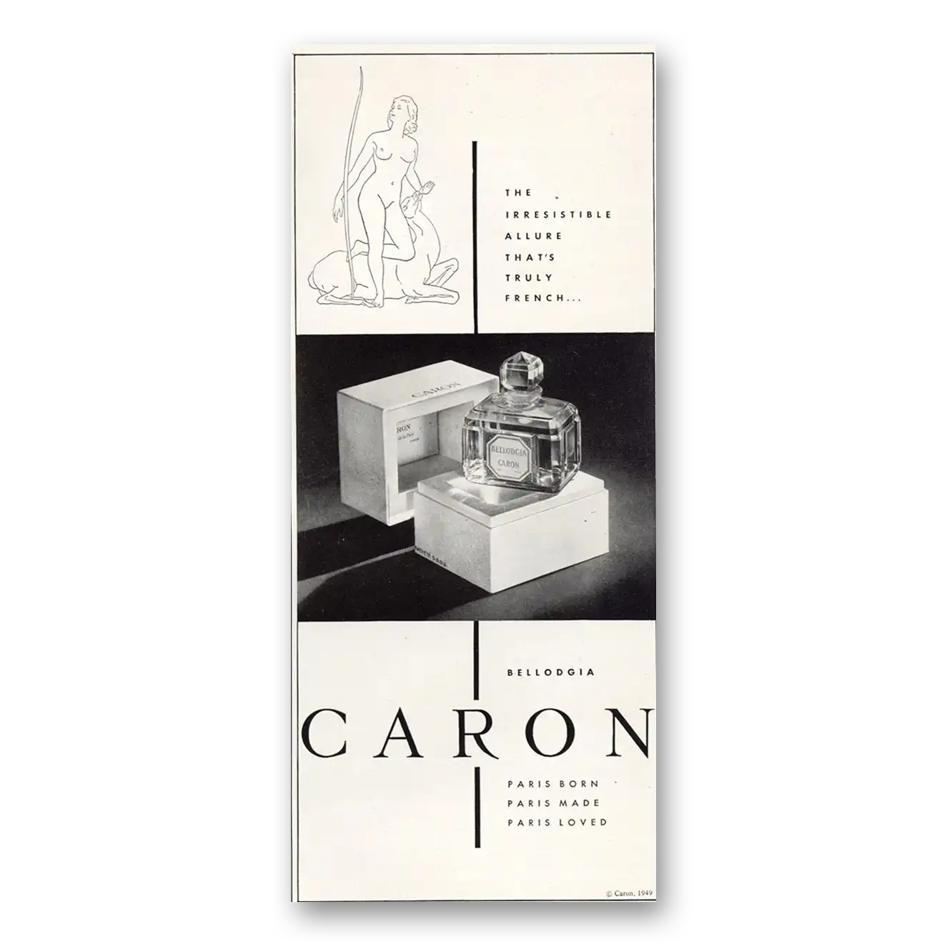 1949 Caron Perfume Irresistible Allure Vintage Magazine Print Ad