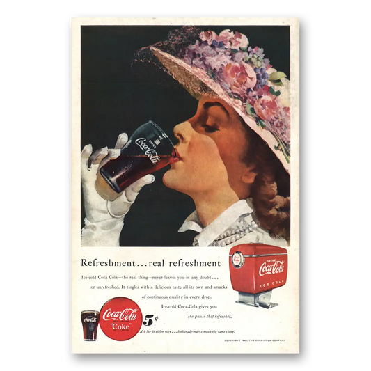 1949 Coca Cola Refreshment Vintage Magazine Print Ad