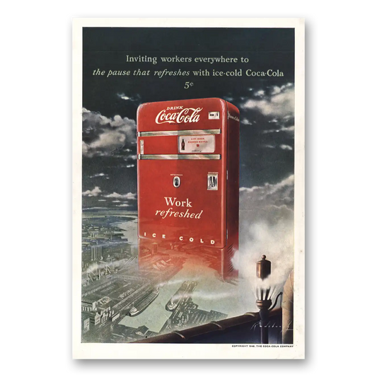 1949 Coca Cola Inviting Workers Everywhere Vintage Magazine Print Ad