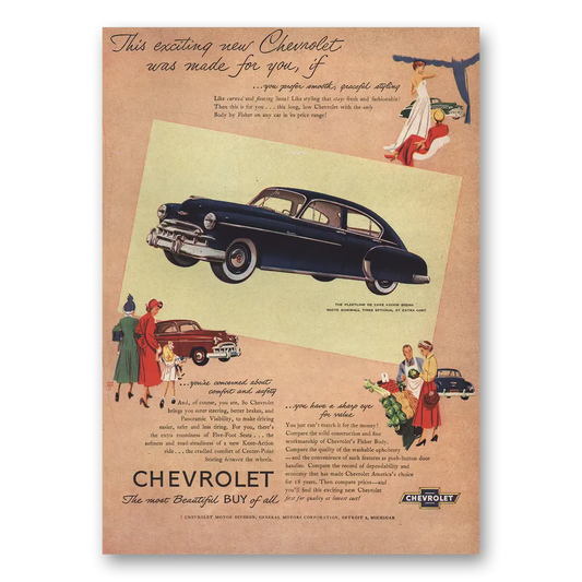 1949 Chevrolet Fleetline Exciting New Chevrolet Made for You Vintage Magazine Print Ad