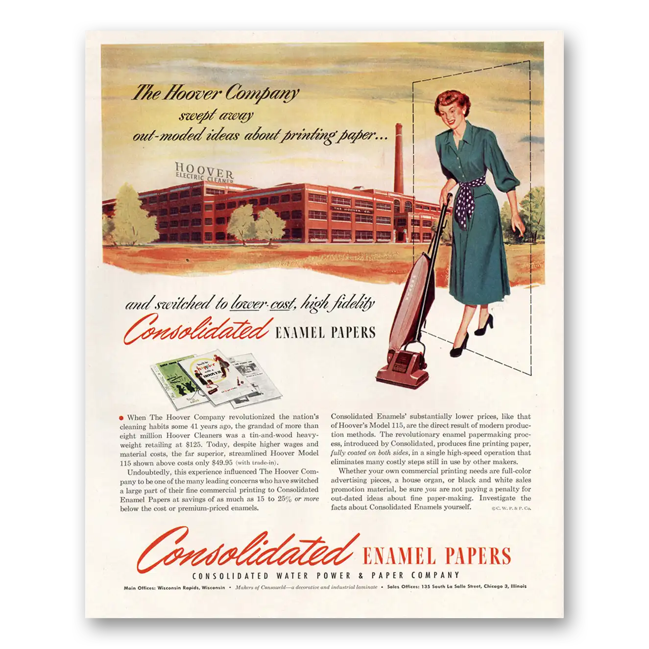 1949 Consolidated Enamel Papers Company Vintage Magazine Print Ad