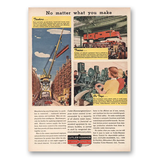 1949 Cutler Hammer Tankers Trains or Toys Vintage Magazine Print Ad