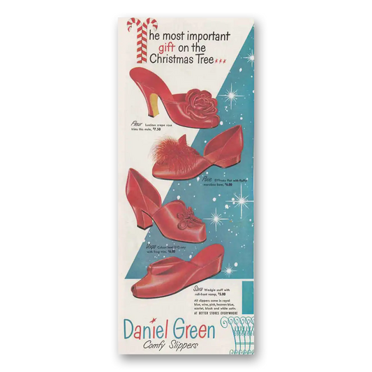 1949 Daniel Green Slippers Comfy Slippers Fleur Pixie Voga Vintage Magazine Print Ad