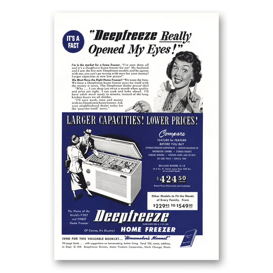 1949 Deepfreeze Home Freezer Opened My Eyes Vintage Magazine Print Ad