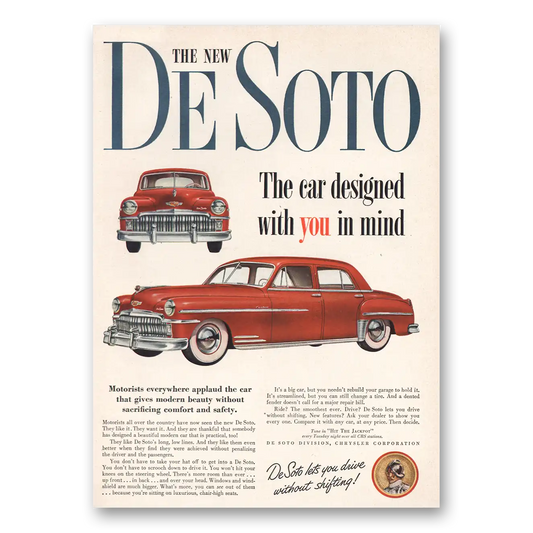 1949 DeSoto Car Designed With You In Mind Vintage Magazine Print Ad