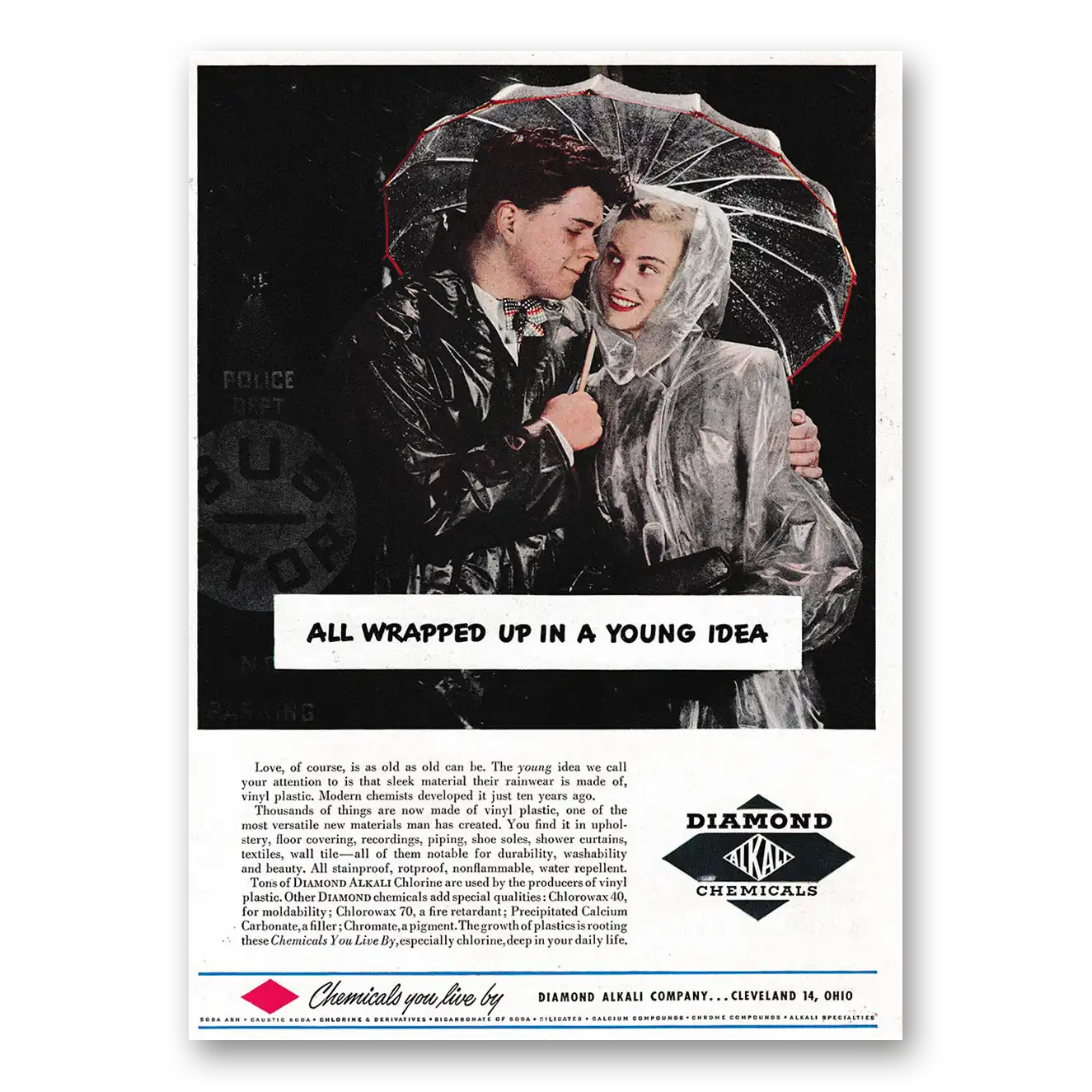 1949 Diamond Chemicals All Wrapped Up In a Young Idea Vintage Magazine Print Ad