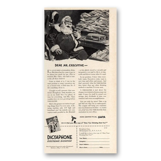 1949 Dictaphone Dear Mr Executive Santa Claus Vintage Magazine Print Ad