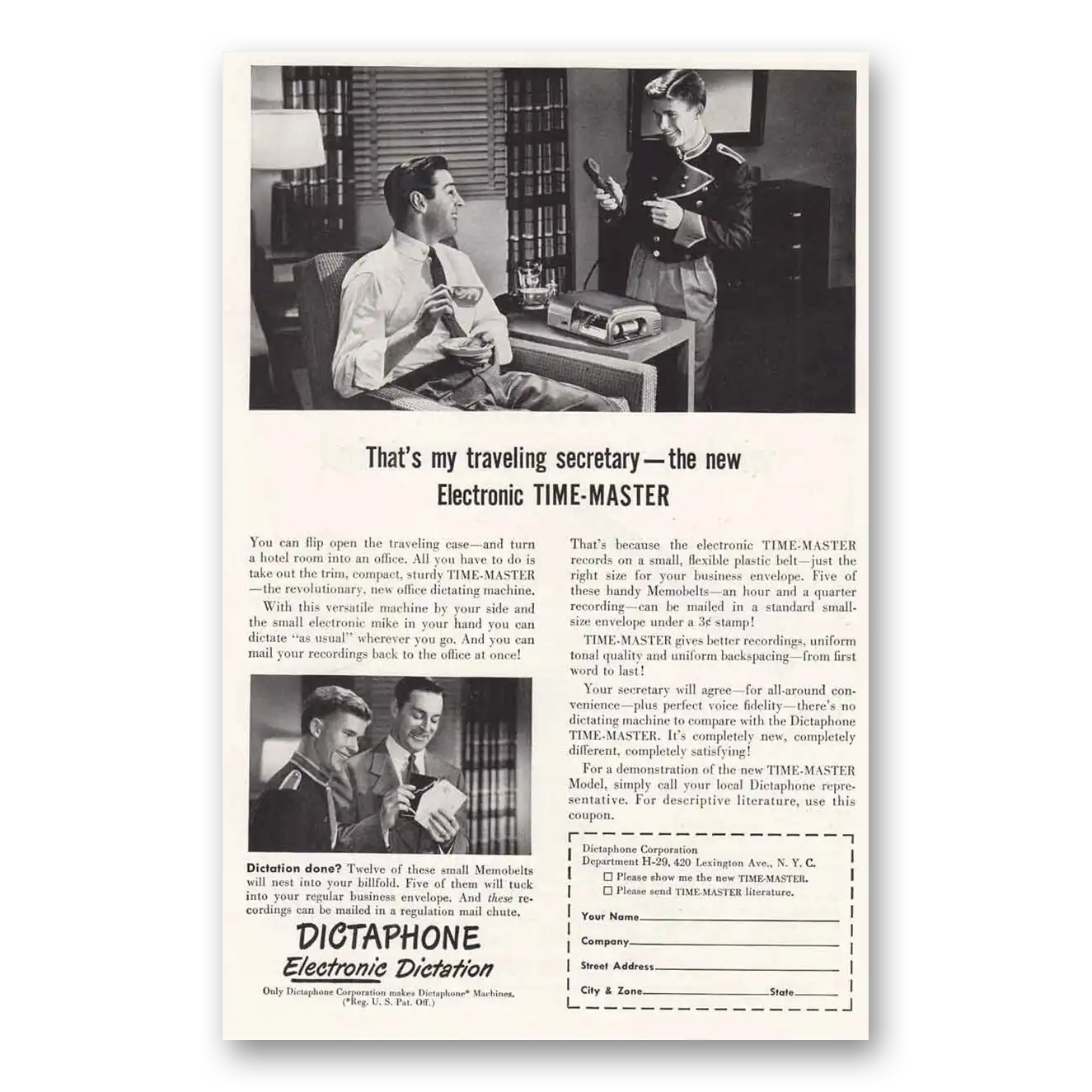 1949 Dictaphone My Traveling Secretary Vintage Magazine Print Ad