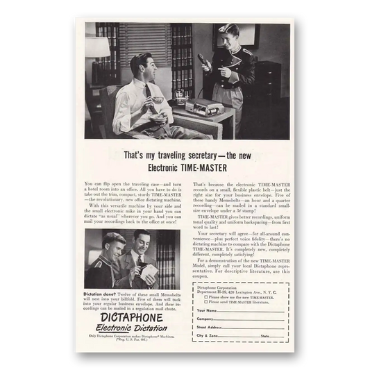 1949 Dictaphone My Traveling Secretary Vintage Magazine Print Ad