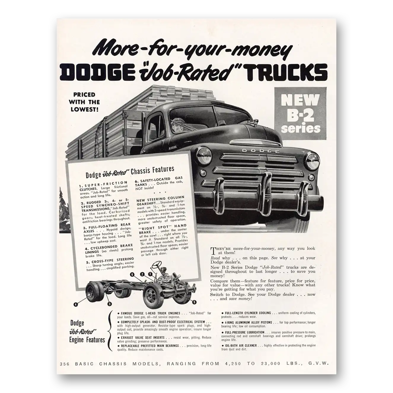 1949 Dodge Trucks New B2 Series Vintage Magazine Print Ad