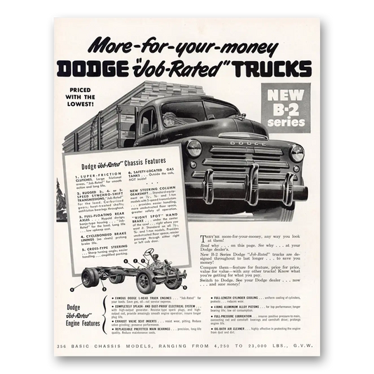 1949 Dodge Trucks New B2 Series Vintage Magazine Print Ad