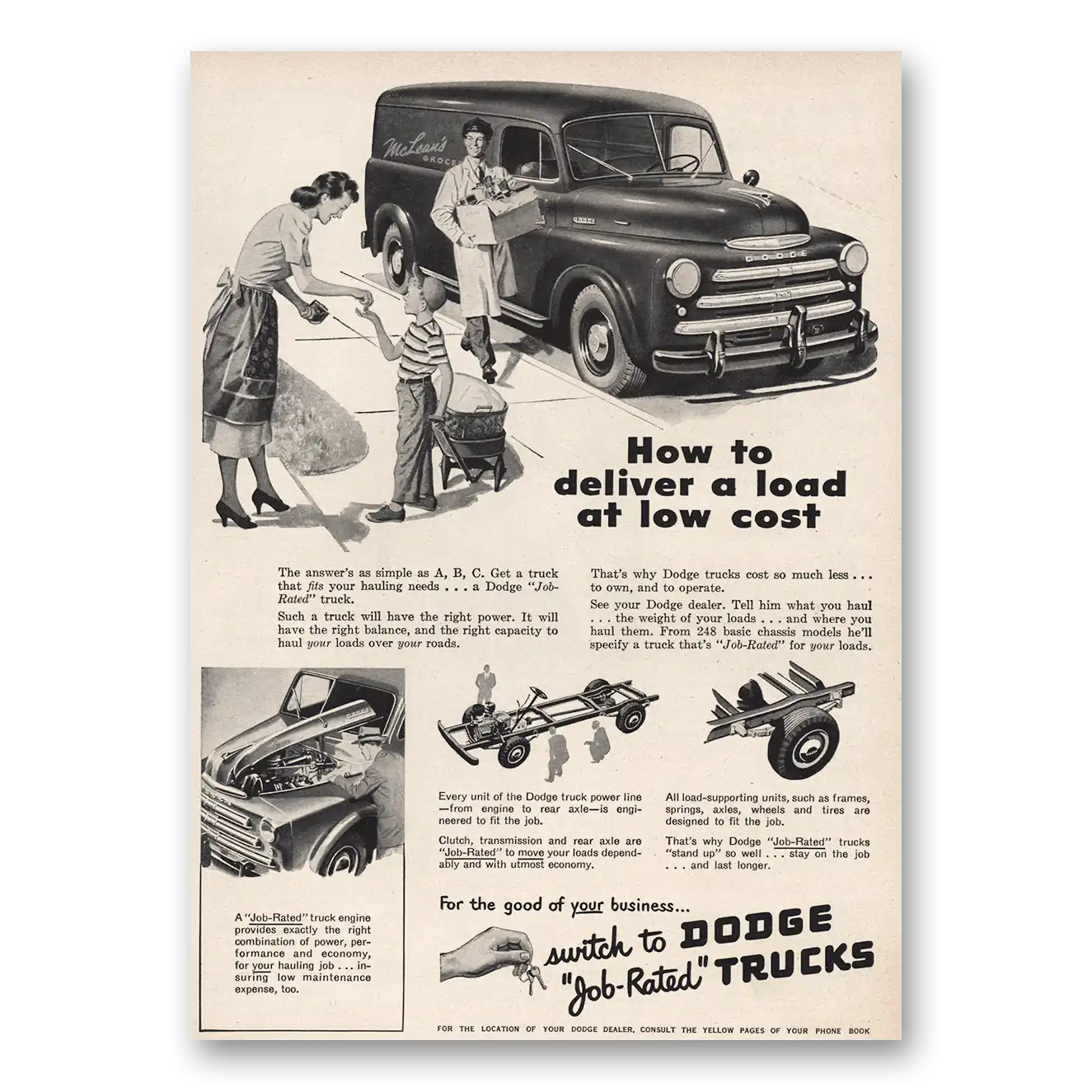 1949 Dodge Trucks How to Deliver a Load at Low Cost Vintage Magazine Print Ad