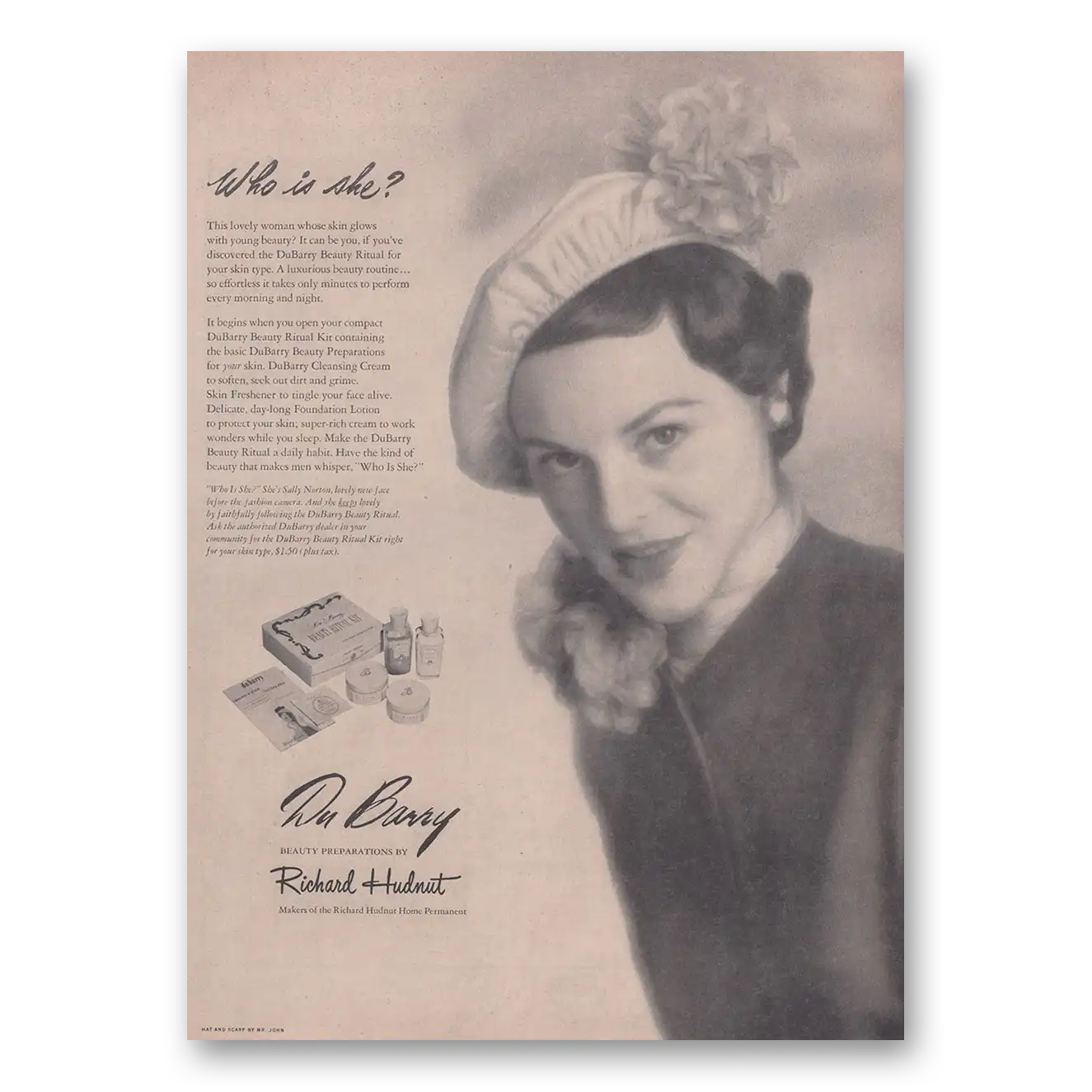 1949 DuBarry Beauty Beauty Richard Hudnut Who Is She Vintage Magazine Print Ad