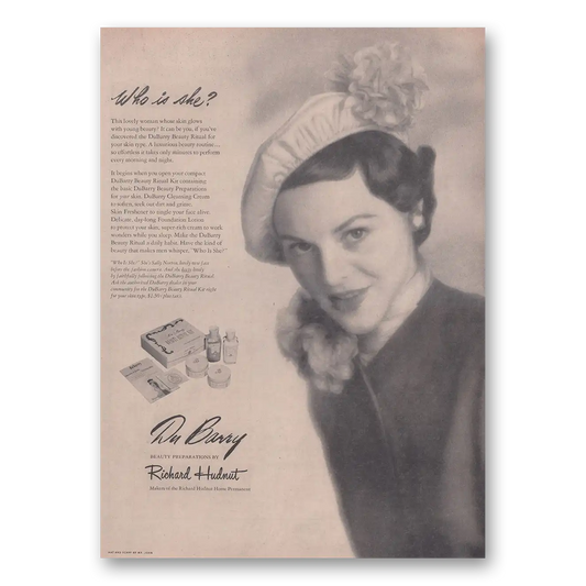 1949 DuBarry Beauty Beauty Richard Hudnut Who Is She Vintage Magazine Print Ad