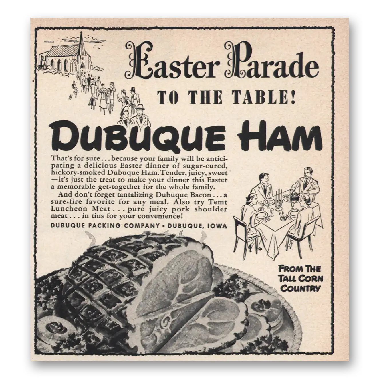 1949 Dubuque Ham Easter Parade to the Table Vintage Magazine Print Ad