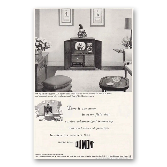 1949 DuMont Television One Name Vintage Magazine Print Ad