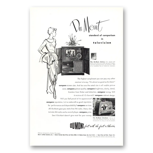 1949 DuMont Television Colony Standard of Comparison Vintage Magazine Print Ad