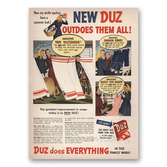 1949 Duz Detergent Duz Detergent Winter Washes Summer Look Vintage Magazine Print Ad