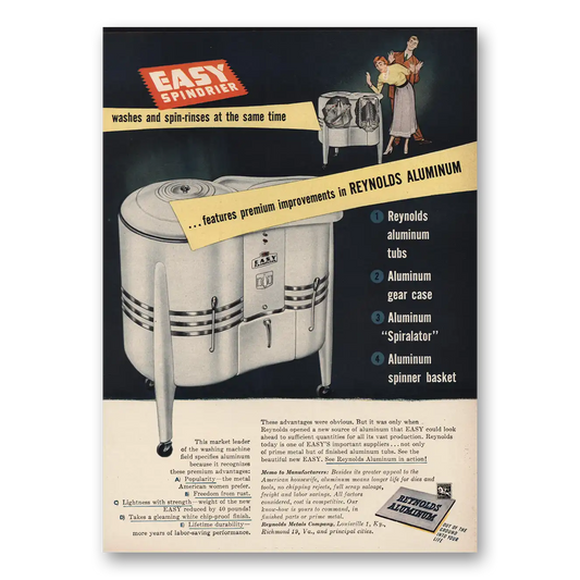 1949 Easy Spindrier Washes and Spin Rinses Vintage Magazine Print Ad