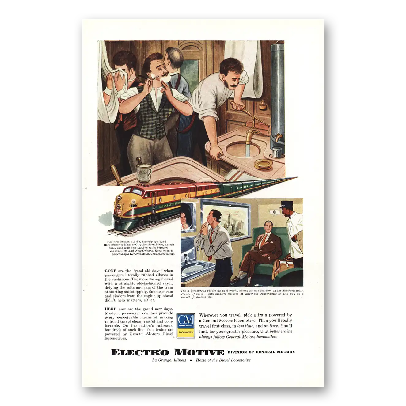 1949 GM Electro Motive Southern Belle Vintage Magazine Print Ad