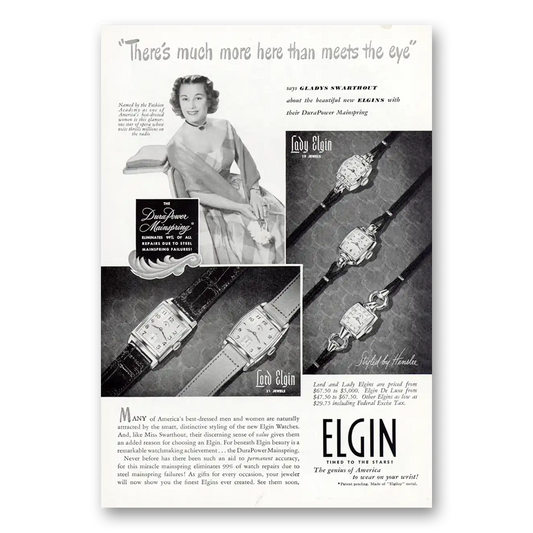 1949 Elgin Watch Gladys Swarthout Vintage Magazine Print Ad