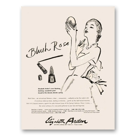 1949 Elizabeth Arden Blush Rose Vintage Magazine Print Ad