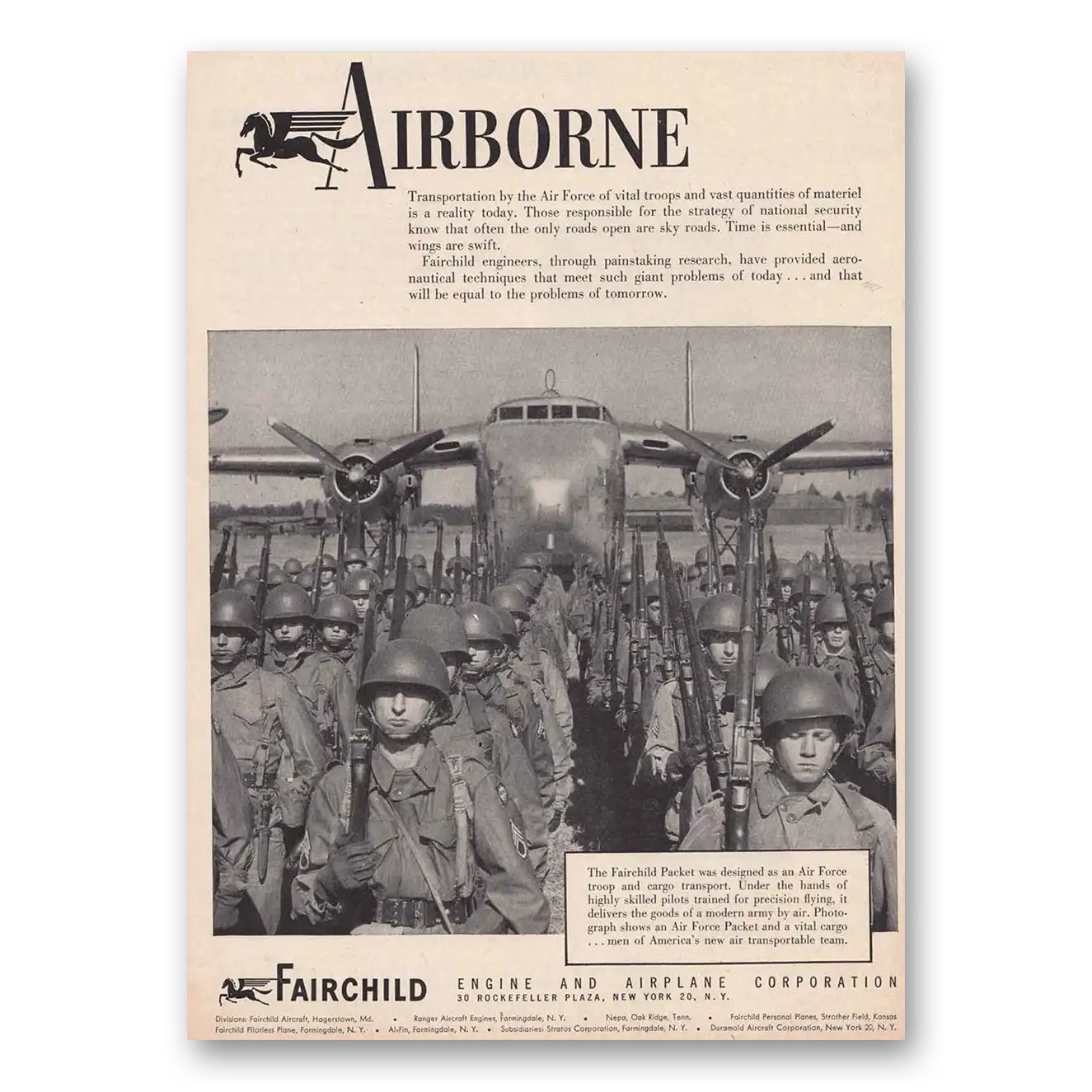 1949 Fairchild Engine Airborne Military Vintage Magazine Print Ad