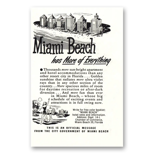 1949 Miami Beach Florida Thousands More Sun Bright Vintage Magazine Print Ad