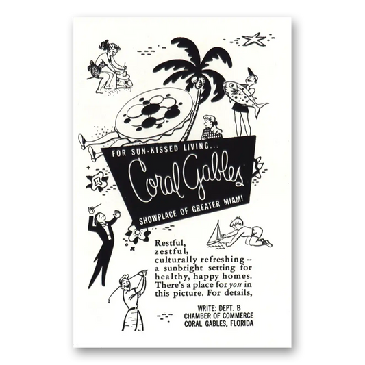 1949 Coral Gables Florida Sun Kissed Living Vintage Magazine Print Ad