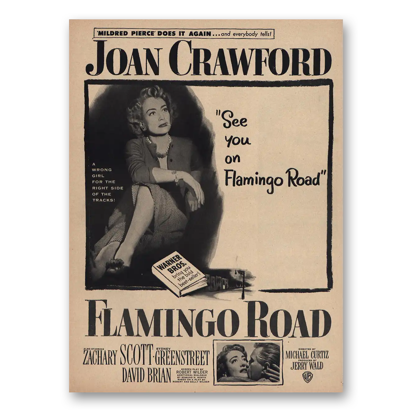 1949 Flamingo Road Promo Joan Crawford Vintage Magazine Print Ad